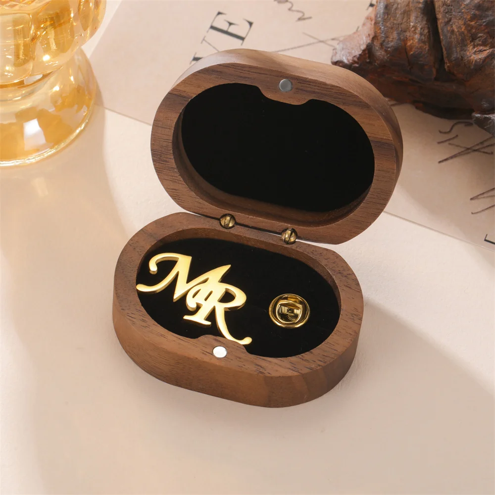 My Shape Wooden Box for Brooch Cufflinks Earrings Jewelry Gift Box Jewelry Packaging Box for Ceremony Wedding Proposal Ring New