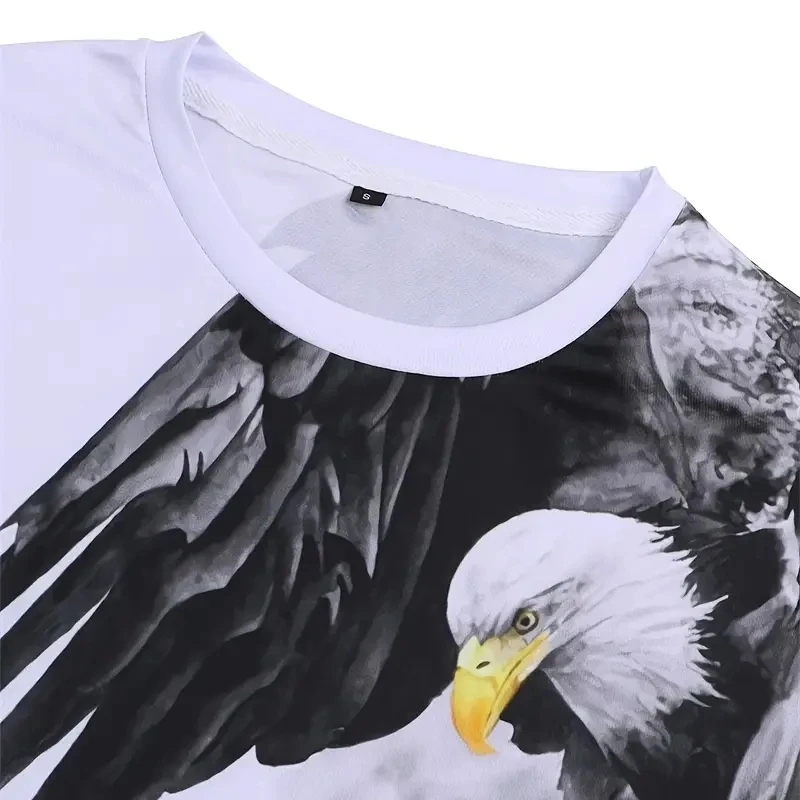 Retro T-Shirt For Men Eagle 3d Print Short Sleeve Tees Summer Casual Quick Dry Loose Oversized T-Shirt Men Clothing Streetwear