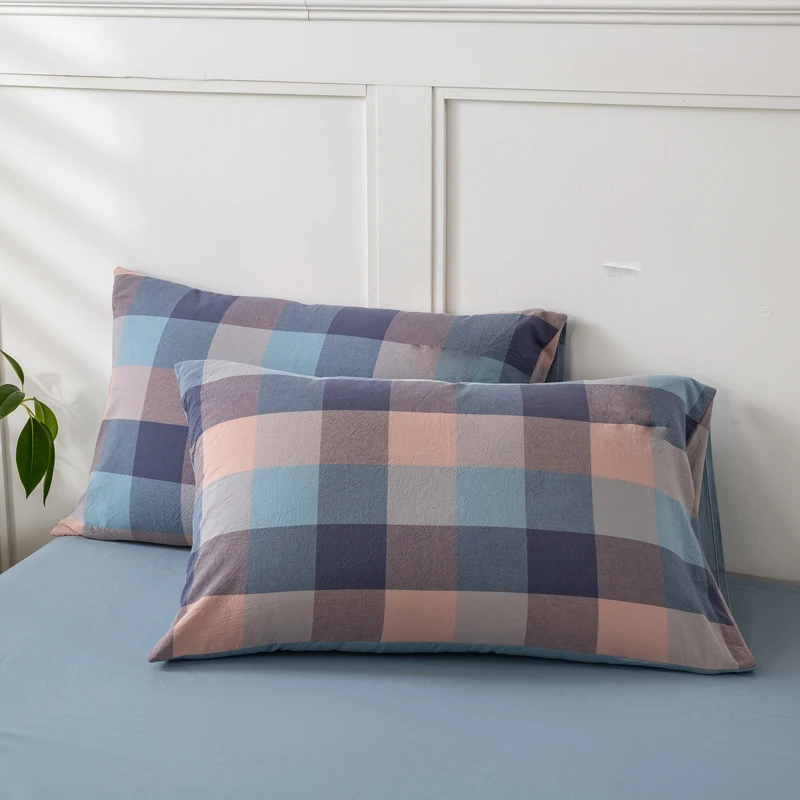 زوج من أغطية الوسائد القطنية المغسولة المصنوعة من القطن الخالص للاستخدام المنزلي، أغطية وسائد من القطن الخالص، غطاء بطانة أساسي مزدوج للصيف