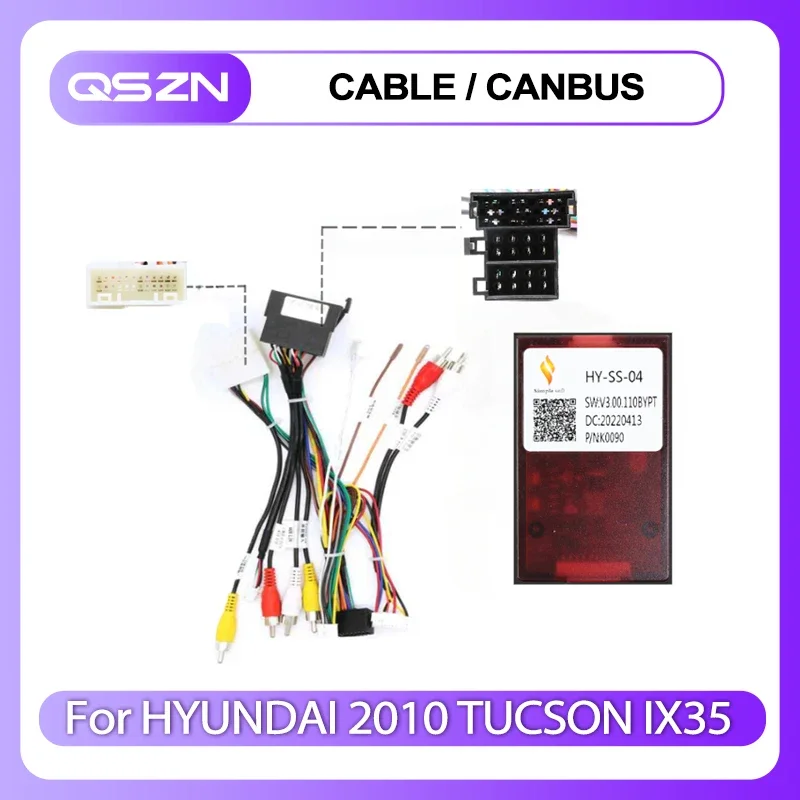 QSZN  Car radio Canbus box Android Adaptor Decoder For HYUNDAI 2010 TUCSON IX35 16Pin  Wiring Harness  Power Cable