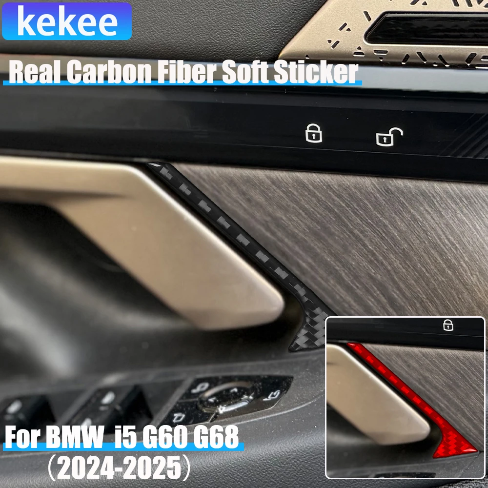 

Real Carbon Fiber Car Accessories Door Handle Strip Decorative Trim Cover Soft Sticker For BMW 5 Series i5 G60/G68 BEV 2024 2025