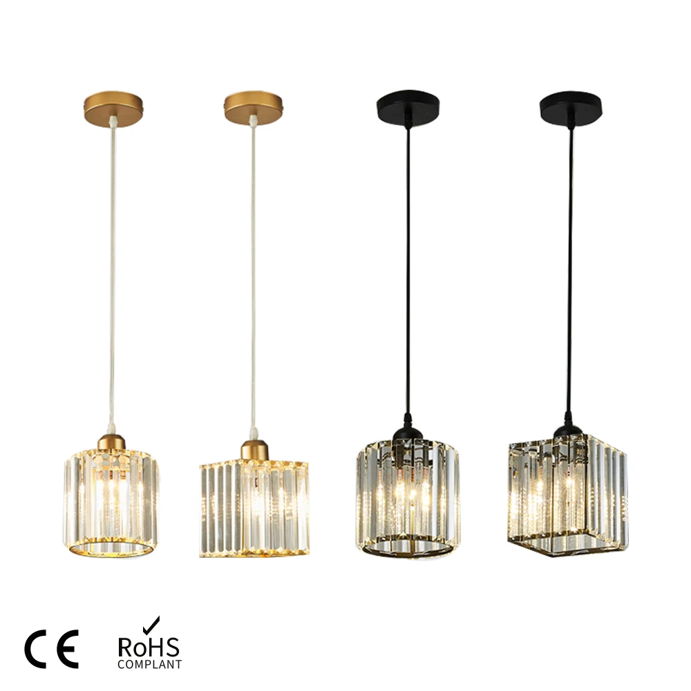 Lampe LED suspendue en cristal au style vintage, luminaire décoratif d'intérieur, idéal pour un salon ou une table de chevet