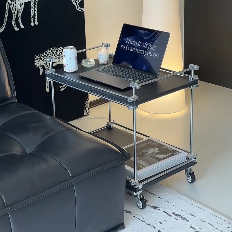 Simple cart coffee table sofa edge table, storage optical shaft rack