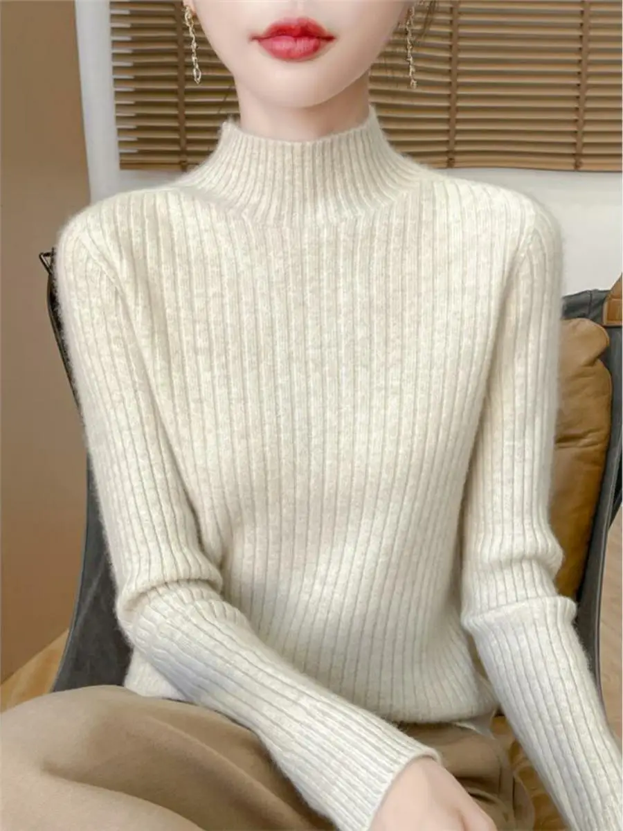 

Soft Cozy Thiened f High Collar Women's Sweater Autumn Winter Inner Wear Slimming Thermal Base irt Commute Sle Knitwear