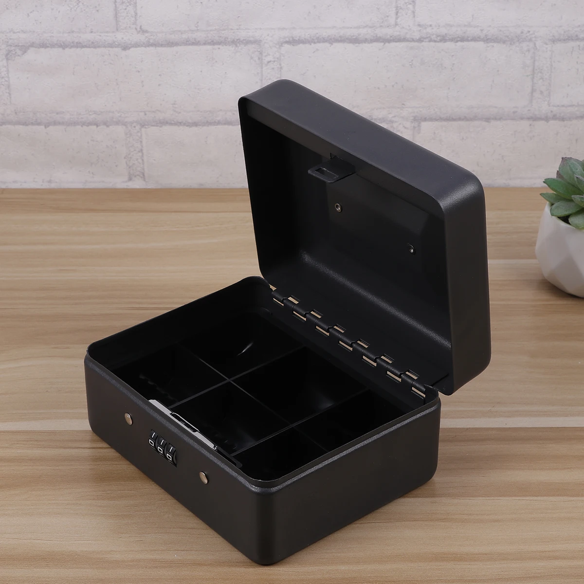 Thickened Metal Money Box Cash Holder Water Proof Organizer with Combination Lock Black Storage Container Locking Boxes