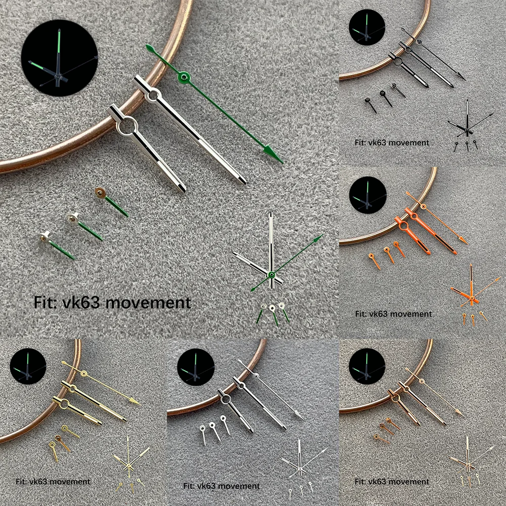 13.8*13*8.8*3.5 مللي متر 6 الأيدي الأخضر ليلة ضوء وزارة الدفاع أجزاء ساعة الأيدي مناسبة ل Seiko VK63 دايتونا حركة الكوارتز الفضة الوردي #1