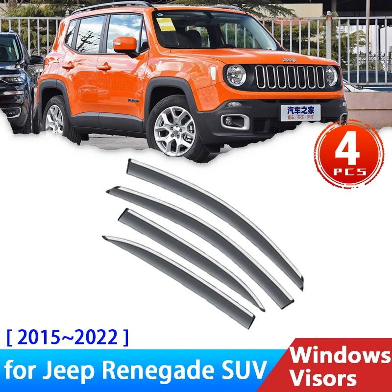 

Car Side Windows Visors for Jeep Renegade 2015~2023 5-door SUV Accessories Deflectors Rain Eyebrow Guards Sun Visor Wind Shield