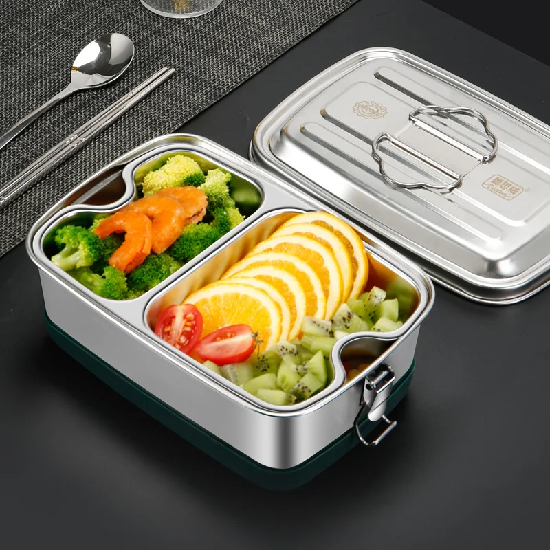 304 Stainless Steel Lunch Box Sealed And Anti Overflow 2-Layer Bento Box Convenient Large Capacity Canteen Lunch Box With Lid