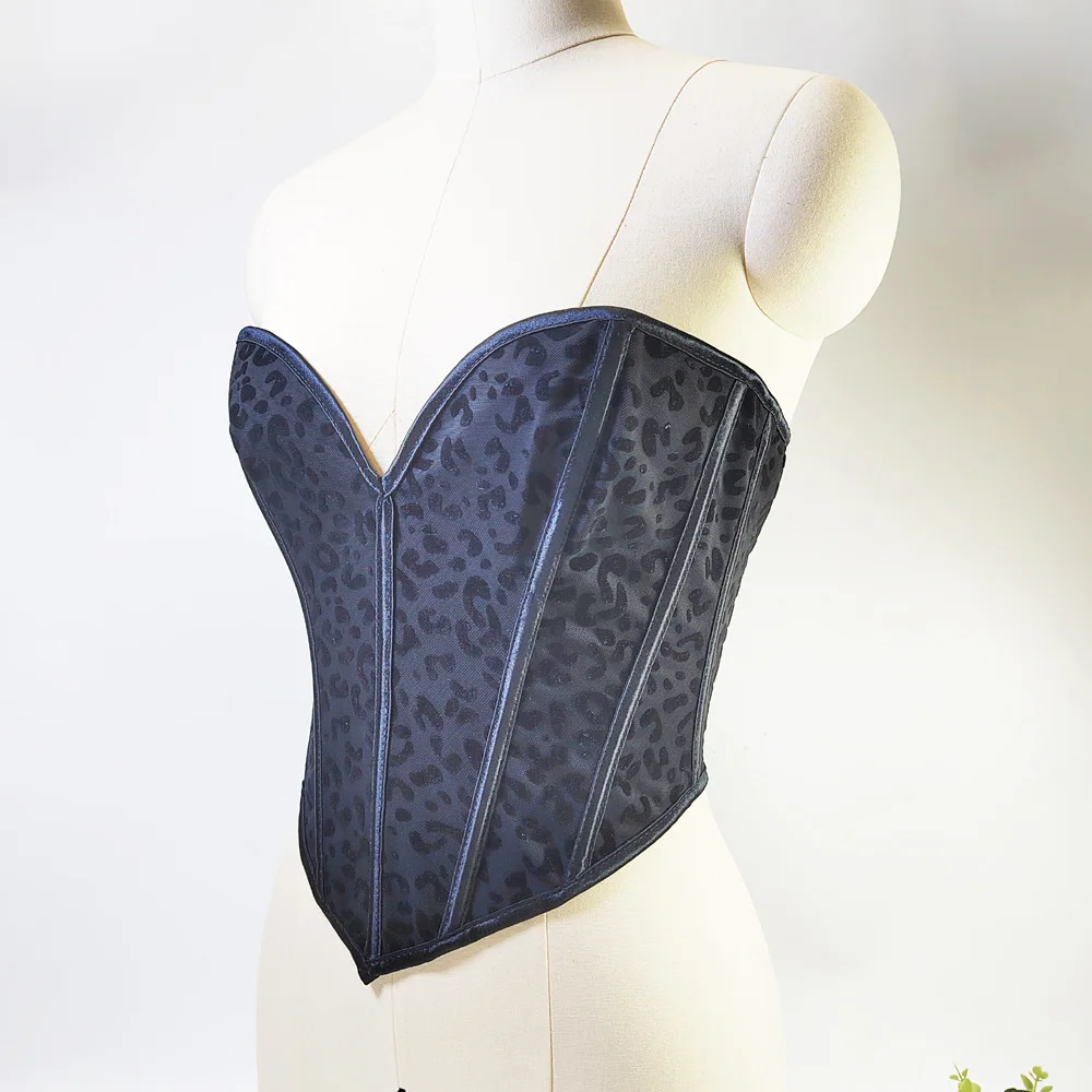 European Corset without Chest Pad Fishbone Vest Style Tight Belly Trimming Strap Waist Seal Belt Clip Leopard Point Tube Top