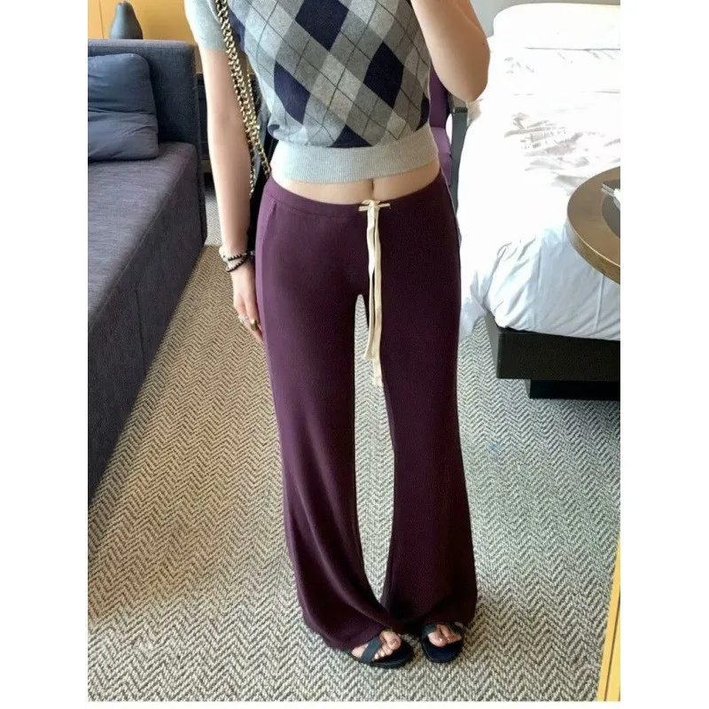 

High waisted wide leg micro flared pants spring new style with a drooping feel, home stretch casual pants pantalones mujer