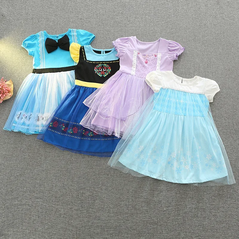 Neues Sommer-Mädchenkleid mit Kurzen Puffärmeln, Kinder-Geburtstagskleid, Halloween-Aufführungskostüm, Tüll-Partykleid H3307