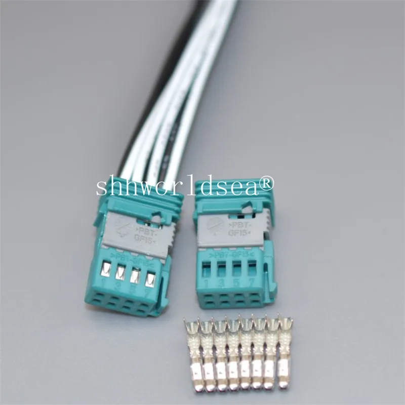 Shhworldsea 2/100Set 8 Pin 0.6mm Car Rearview Mirror Motor Wire Connector Plug OEM 9-965382-2 965383-1 for VW BMW