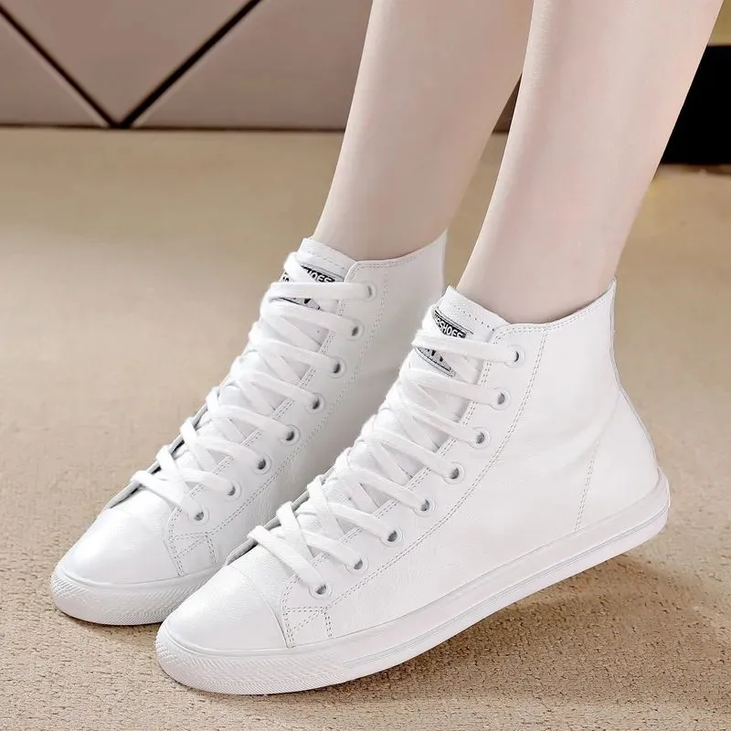Zapatillas Deportivas de Mujer con Plataforma Alta, Suela Suave, Versátiles, Estilo Coreano, Casual, Punta Redonda, Cuero PU, Tacón Bajo, Suela de Goma