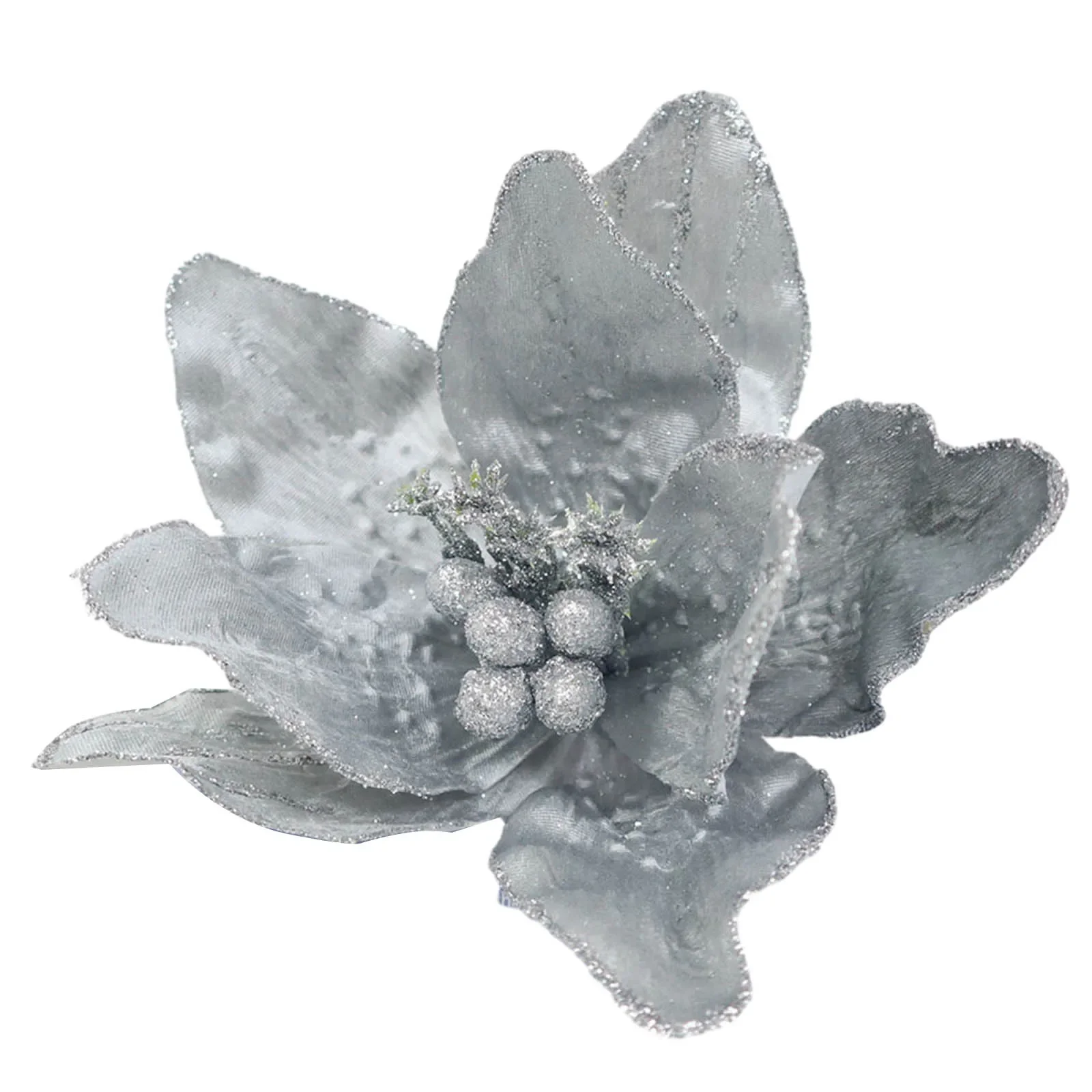 1 Uds. Flor de Pascua navideña con purpurina, árbol de Navidad colgante, decoración navideña para Año Nuevo 2024, decoración navideña