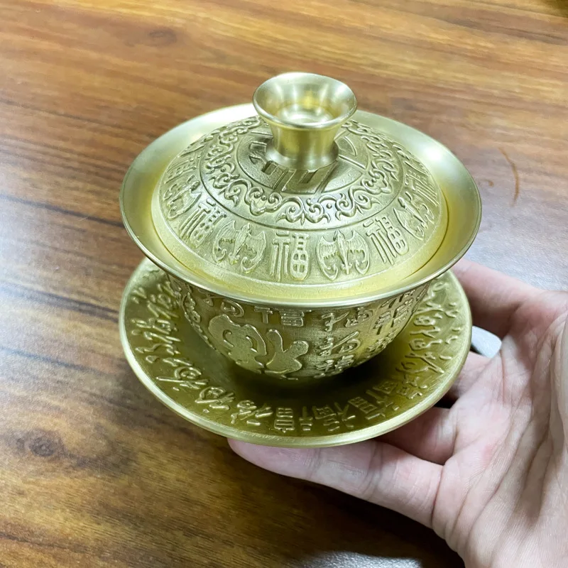 Brass creative tea set copper handicrafts full of blessing