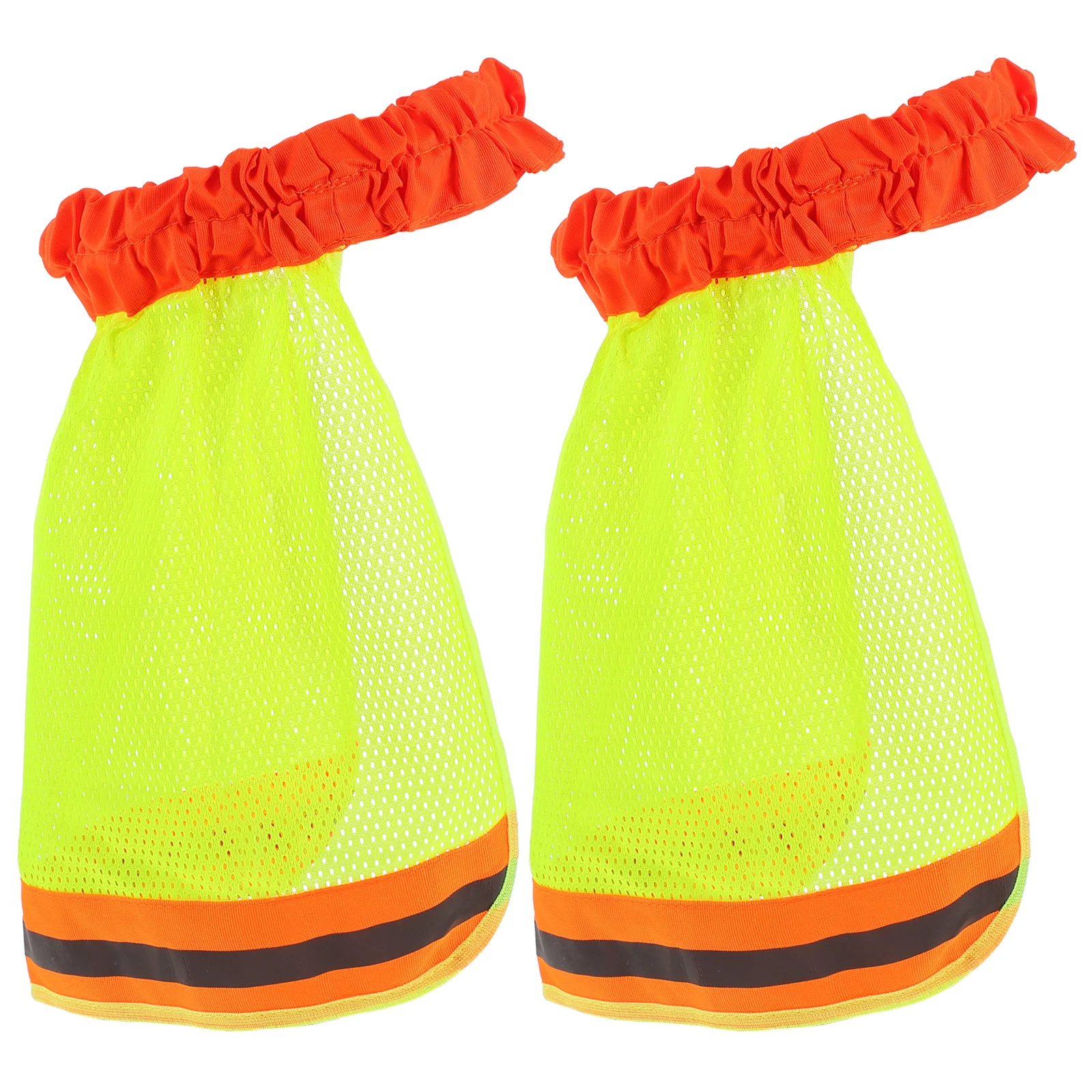 

2 Pcs Reflective Hat Cover Bird Eye Mesh Safety Hardhat Neck Shield Sun Yellow High Visibility Breathable Full Brim