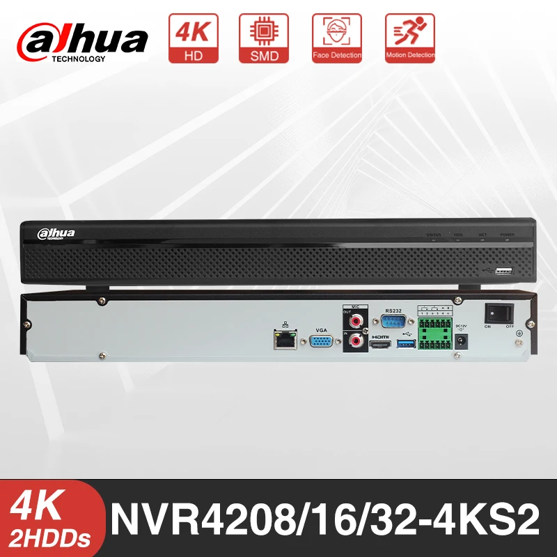 

Dahua NVR4208-4KS3 NVR4216-4KS3 NVR4232-4KS3 8CH 16CH 32CH 1U 2HDDs Lite Network Video Recorder NVR Security System CCTV P2P