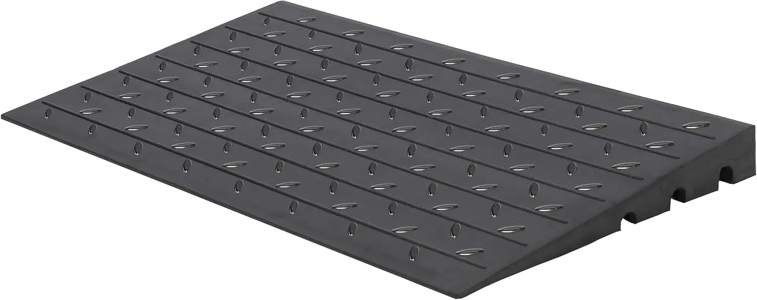 Tacleekii Rubber Curb Ramp 2.5’’ 3’’ 4’’ Rise Wheelchair Ramp 2500LBS Capacity Curb Ramp Driveway Handicap Ramps for Home Entry Steps Wheelchairs Driveway Mobility Scooters with 3 Channels Cord Cover