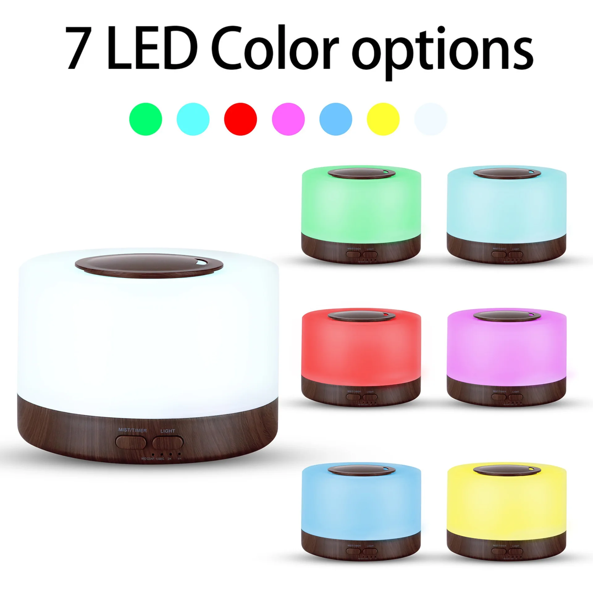 Diffuser untuk Rumah Set Diffuser Biji Kayu Bergaya 500Ml Pelembap Udara Kabut Dingin dengan Remote 7 Warna LED 6 Minyak Esensial untuk H