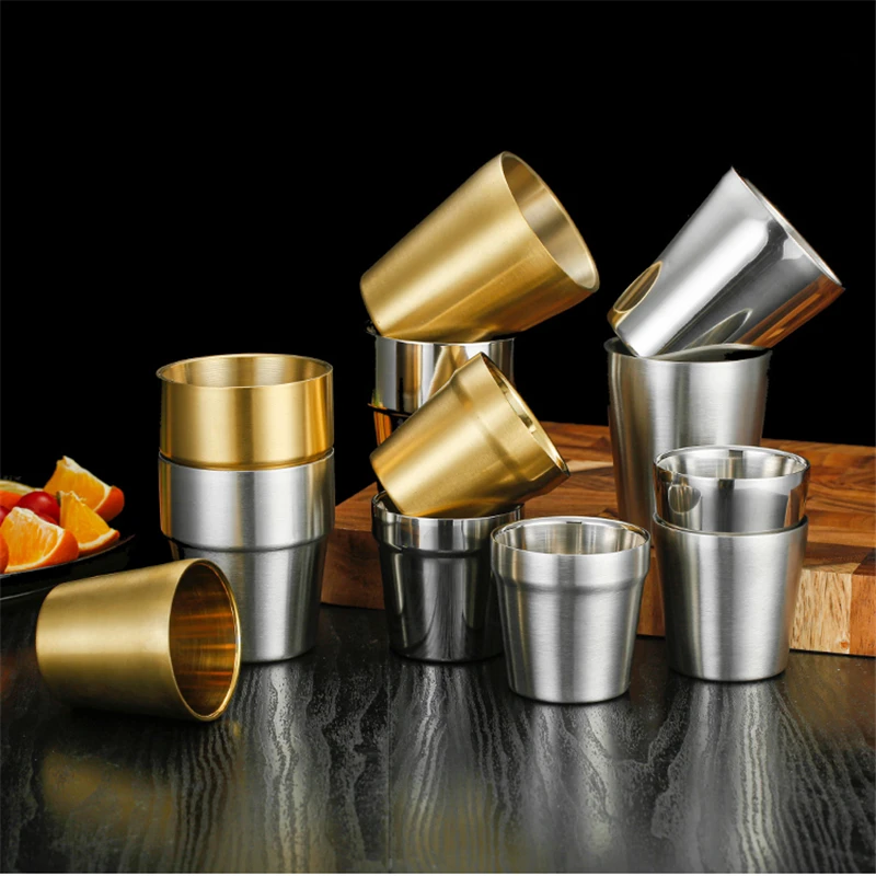 

Double Wall Stainless Steel Beer Mug for Tea Metal Cold Drink Tumbler Water Coffee Cup Kitchen Bar Drinkware Tools 175/260/300ml