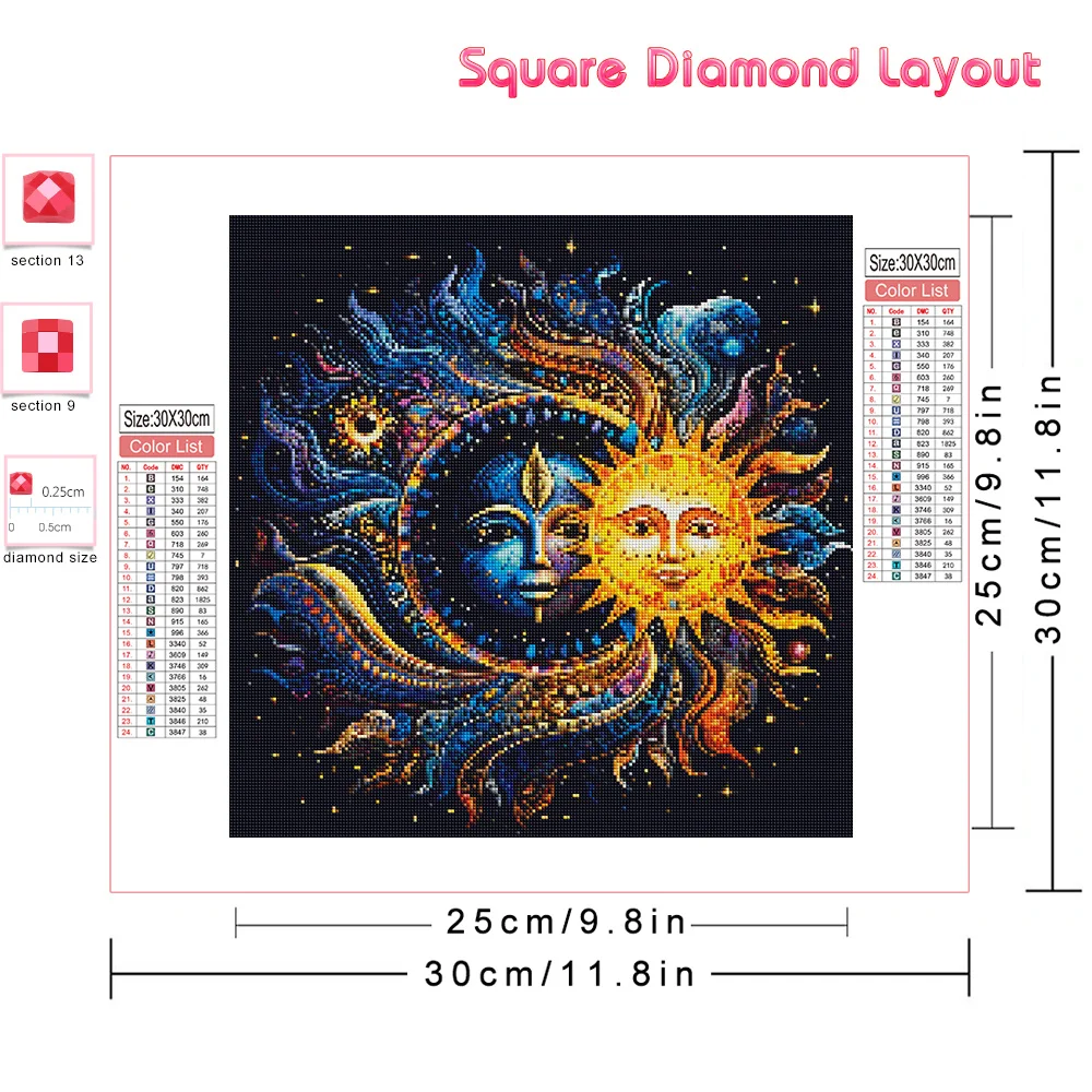 Huacan Diamond Painting Sun Cross Stitch Kit Diamond Embroidery Cartoon Mosaic Picture Of Rhinestones Handmade Gift