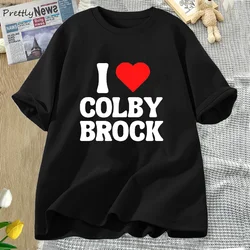 I Love Herat Colby Brock Sam and Colby T-shirts Cotton Short Sleeve Tshirt Casual 90s Aesthetic Clothing Y2K Babydoll Shirt