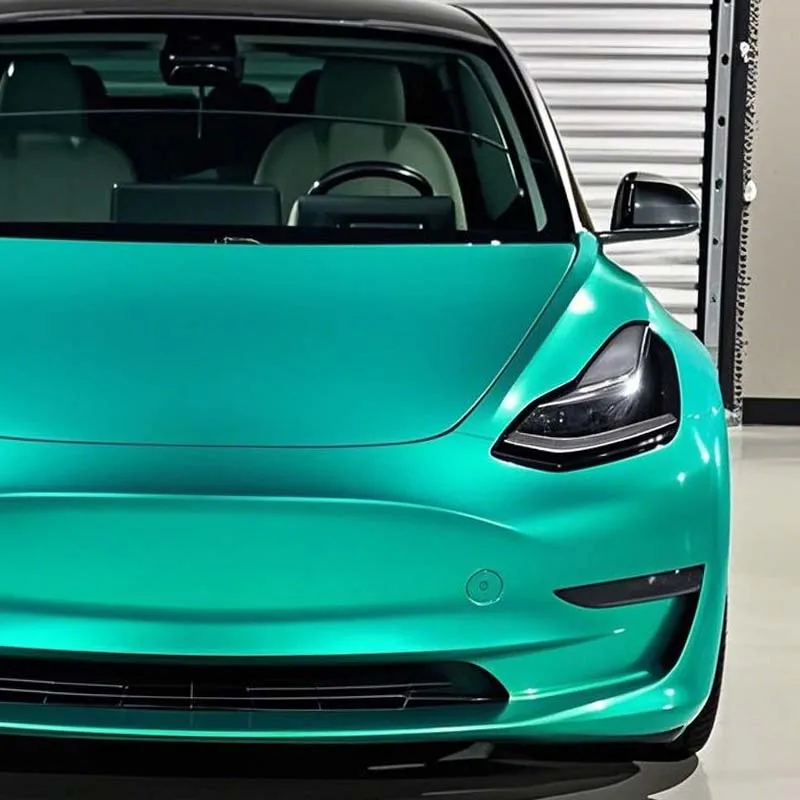 PET Matte Plated Metallic Groene Auto Inpakfolie Kleur Veranderende Film Air Release Auto Vinyl Wrap Waterdichte Auto Wrap