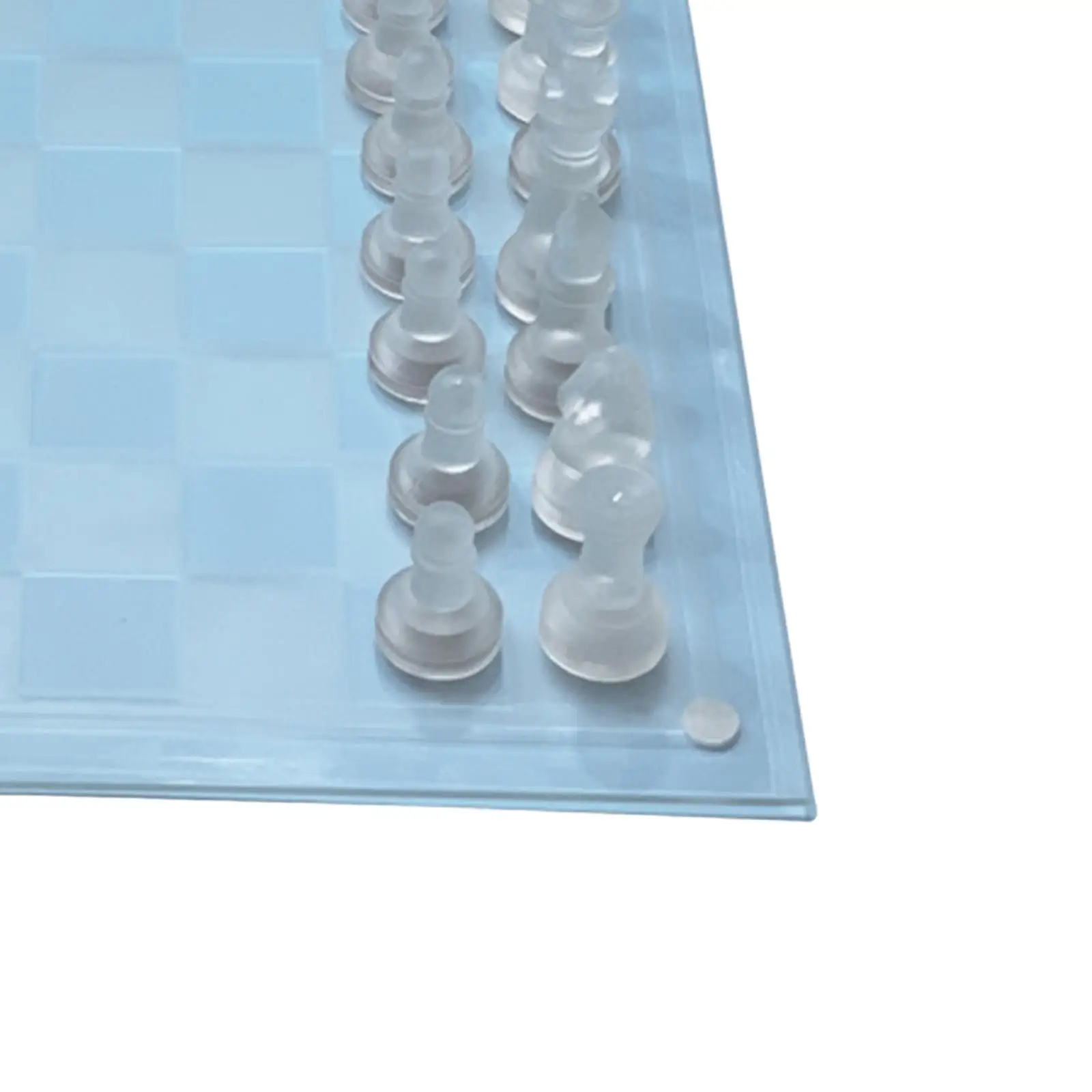 

Glass Chess Game with Chess Board Table Decor Crystal Chess Board Adults Play Set for Interaction Festival Leisure Reunion Gift