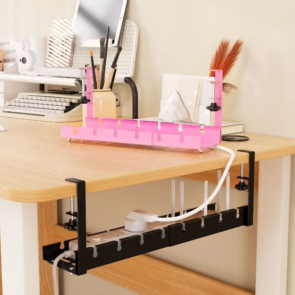 لا يوجد حفر تحت المكتب، صينية إدارة الكابلات، شديدة التحمل، موفرة للمساحة، رف تخزين كابل قابل للسحب، قوي وقابل للتعديل #4