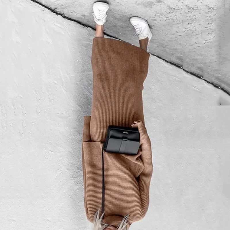 

Весенне-осенний комплект из 2 предметов: юбка и топ с высоким воротом для женщин, новый повседневный свободный элегантный офисный костюм, роскошный дизайн, одежда для деловых женщин