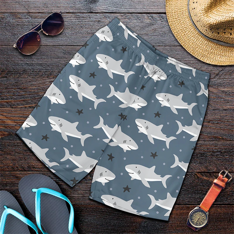 3D Printed Shark Men\'s Short Pants Fashion Hawaii Beach Shorts Casual Summer Quick Dry Animal Pattern Sports Swim Trunks Shorts