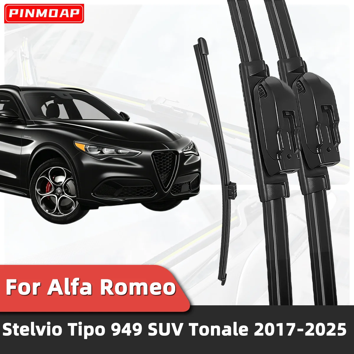 

3PCS Front Rear Wiper Blades Fit For Alfa Romeo Stelvio Tipo 949 SUV Tonale 2017-2025 Car Premium Quiet Streak-Free Auto Parts