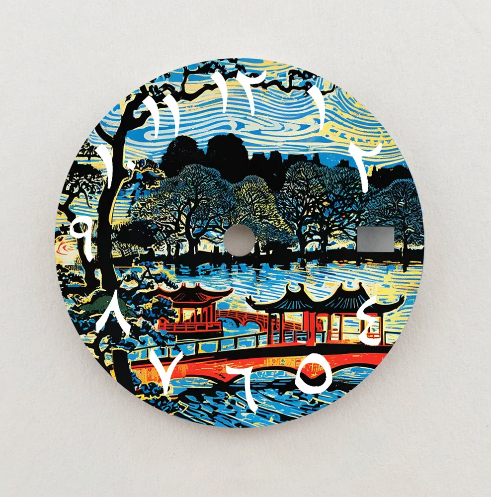 Циферблат NH35, озерный древний строительный циферблат, 28,5 мм, циферблат с арабскими цифрами, подходит для NH35/36, запасные части для часов с механизмом, индивидуальный логотип