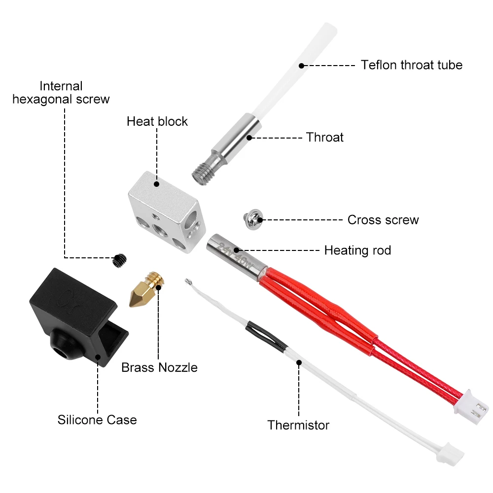 Hotend Kit For Elegoo Neptune 3 Pro/Plus/Max Heatbreak Heated Block Heating Rod 24V40W Thermistor PTFE Tube 3D Printer Parts