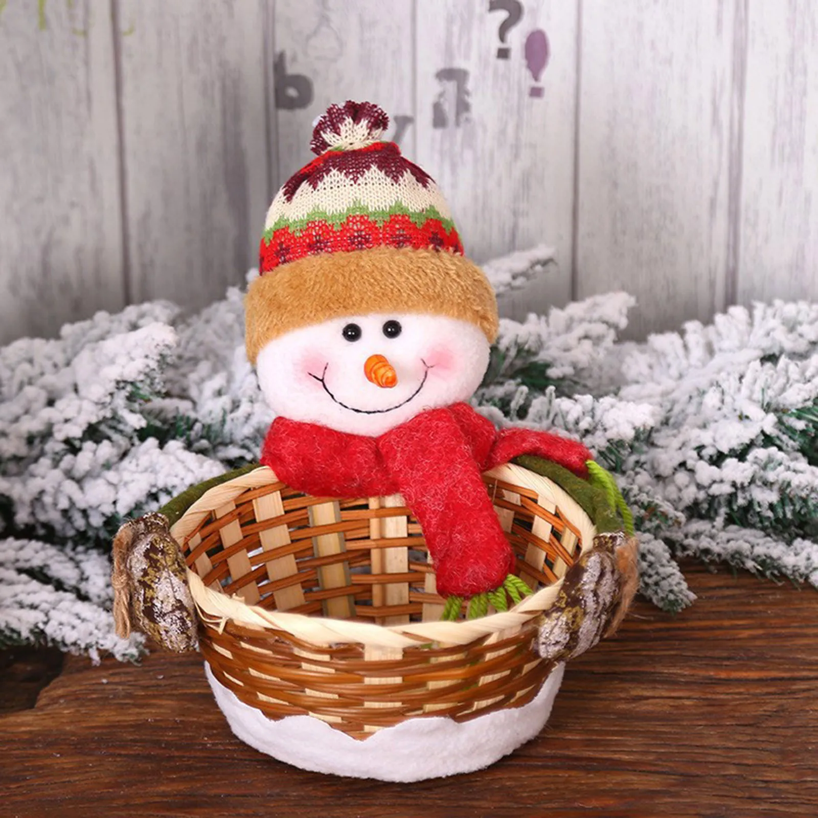 

Christmas Decoration Elk Snowman Santa Claus Fruit Basket Christmas Candy Wicker Basket Children Gift Household Storage Basket