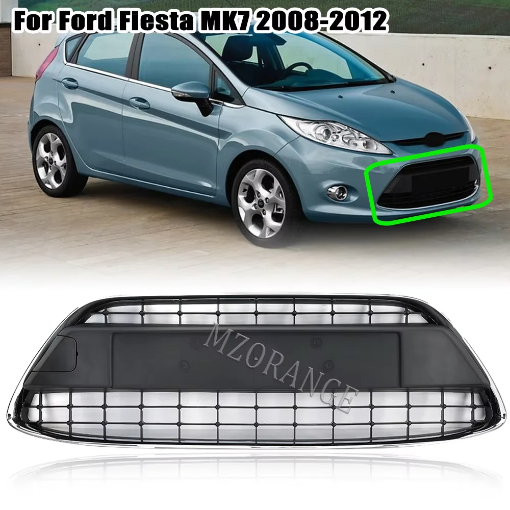 

Front Bumper Racing Grilles Grill Replacement for Ford Fiesta MK7 2008 2009 2010 2011 2012 ABS Assembly with Chrome Trim parts
