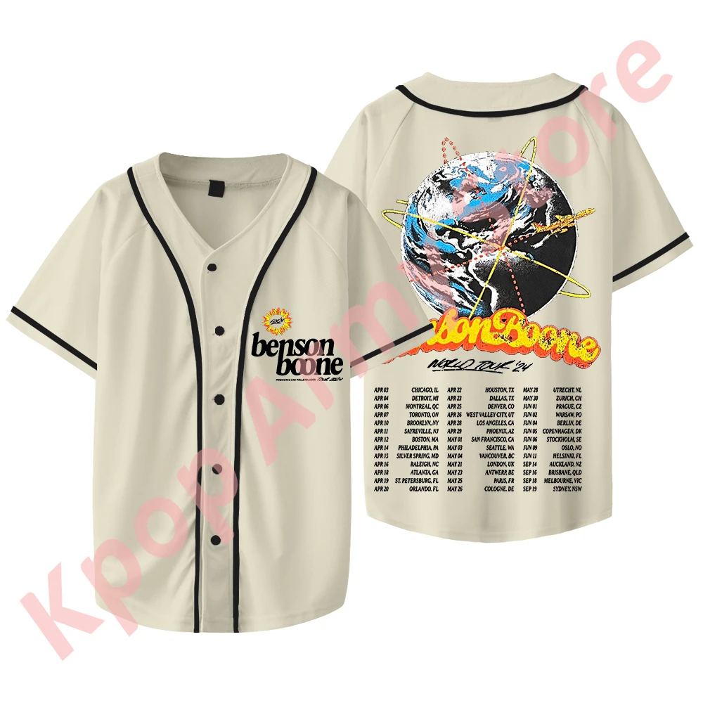 

Benson Boone Fireworks and Rollerblades World Tour Merch Baseball Jacket Women Men Fashion Casual Short Sleeve Jersey