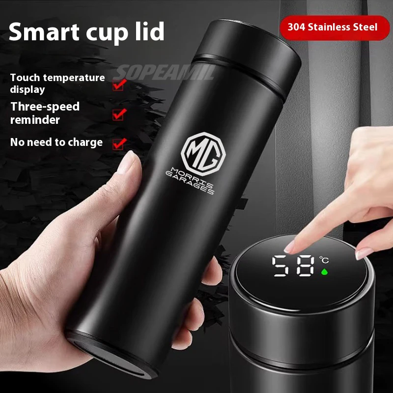 MG ZS Hybrid+ HS ES5 MG4 S5 EV EZS ONE MG3 MG5 MG6 MG7 Car Thermos Cup Water bottle Temperature display Coffee cup Thermos Flask