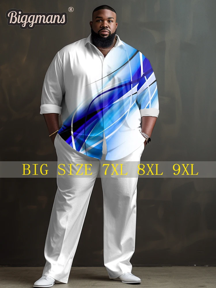 

Biggmans Summer Business White Big And Tall Suit Shirt Top For Men's Clothing Long sleeve Leisure Wedding Man Plus Size