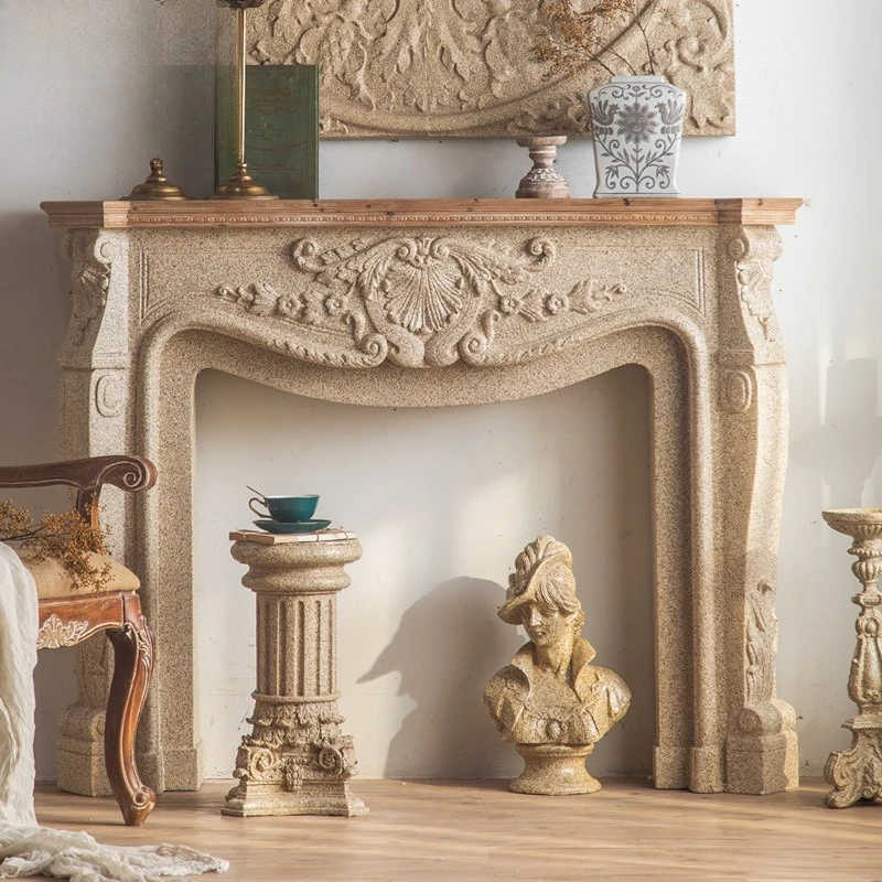 American rural solid wood mantel, imitation marble entrance platform, wedding decoration photography props