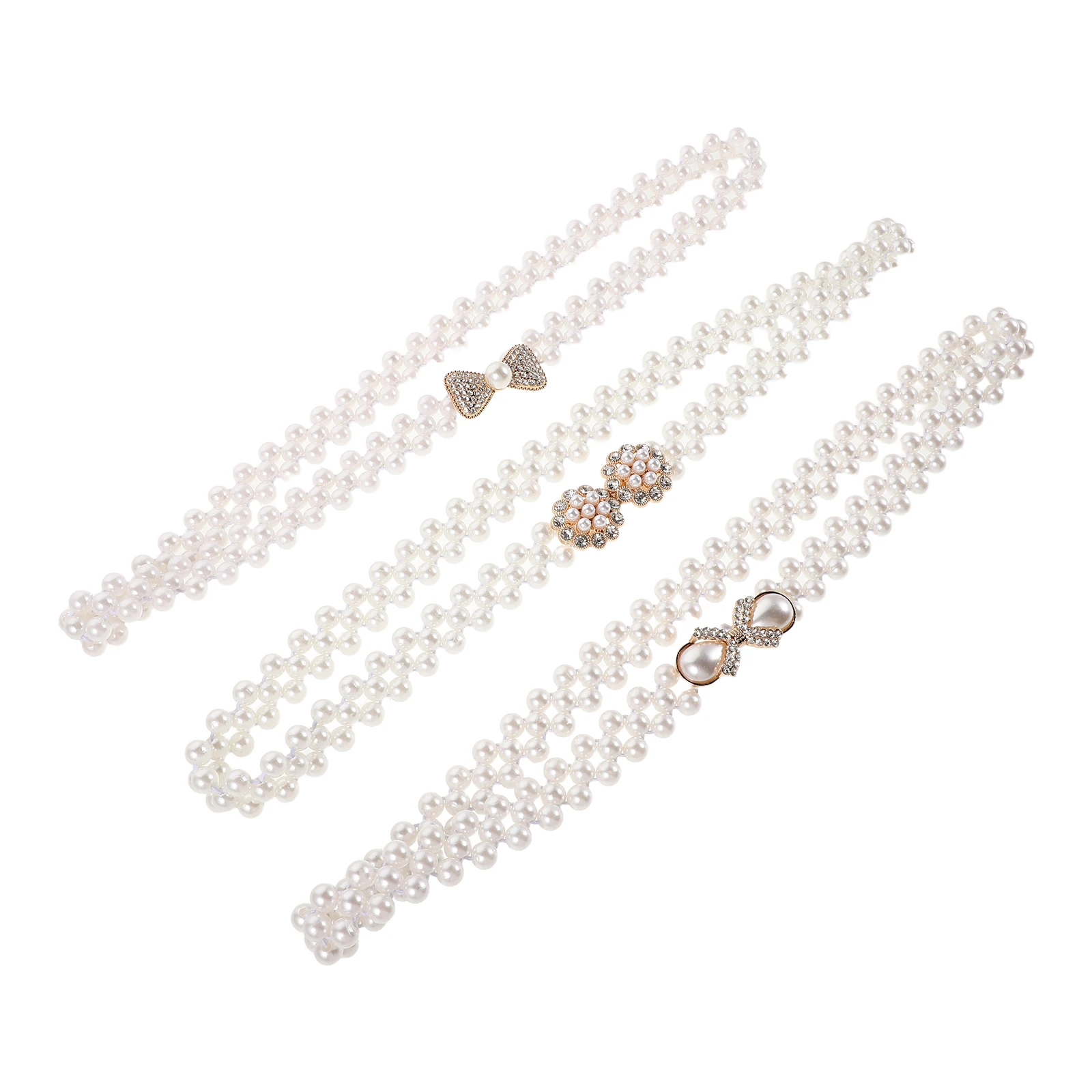 

3 Pcs Pearl Decorative Waist Chain Bow Belt Bag Hand Extender Body Jeweled for Dress