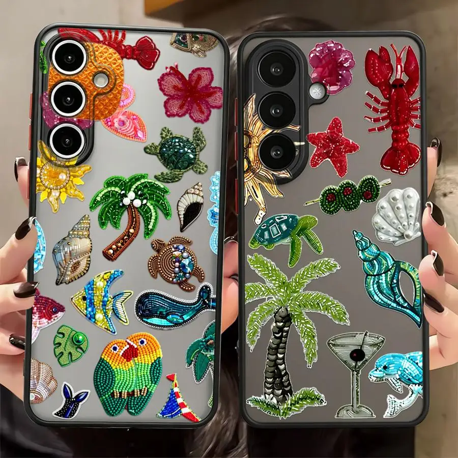 Case for Samsung Galaxy A73 A57 A14 A23 A16 A15 A56 A55 A17 A52 A34 A36 A54 A53 A37 A52S A72 Phone Cover Tropical Bead Art Ocean