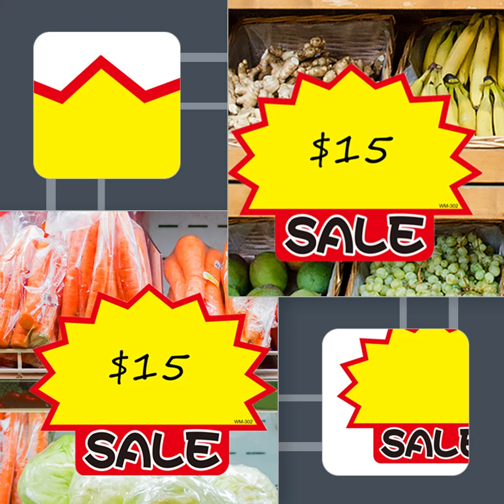 

50Pcs Commodity Price Signs Paper Promotional Sale Price Tags Eye-Catching Advertising Stickers for Market