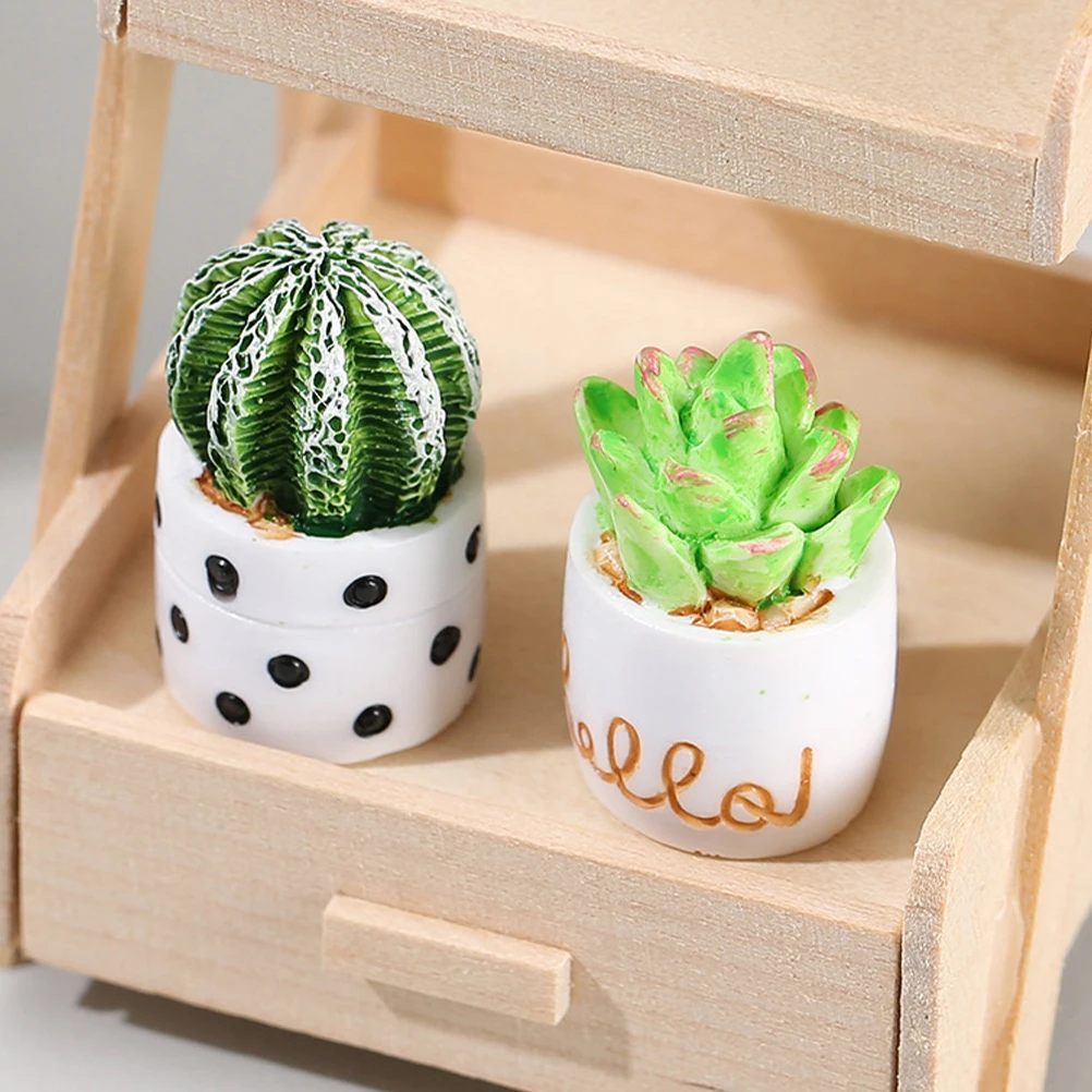 

4 Pcs Simulation Cactus Ornament Small Artificial Plants Potted Mini Figurines