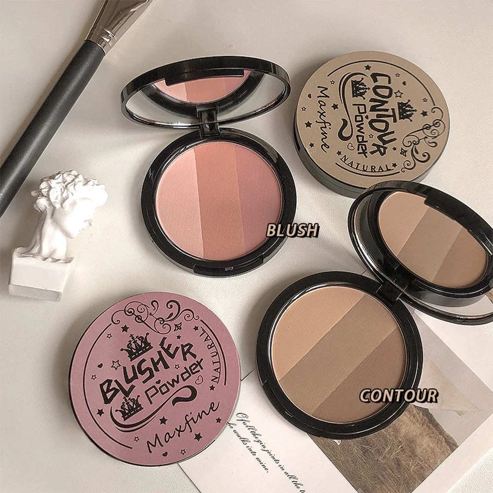 3-color Contouring Powder Palette Rose Pink Bronzer Long Lasting Natural Stereoscopic Face Shading Powder Contour Powder Palette