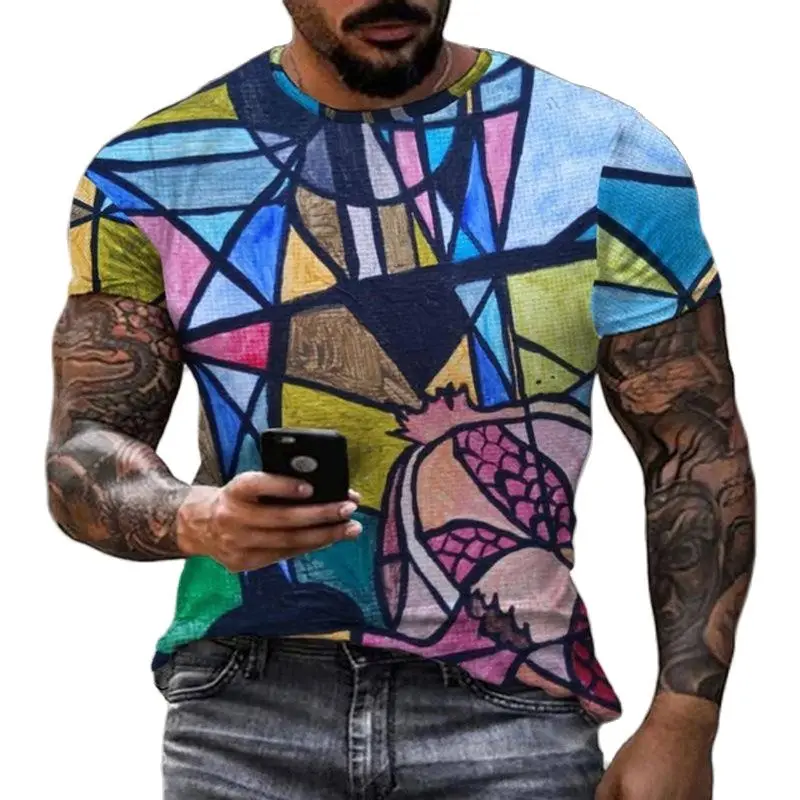 Abstract Pattern Picasso Graffiti Harajuku Print Four Seasons Men Women Street Hip-Hop Avant-Garde Crewneck Short Sleeve T-Shirt