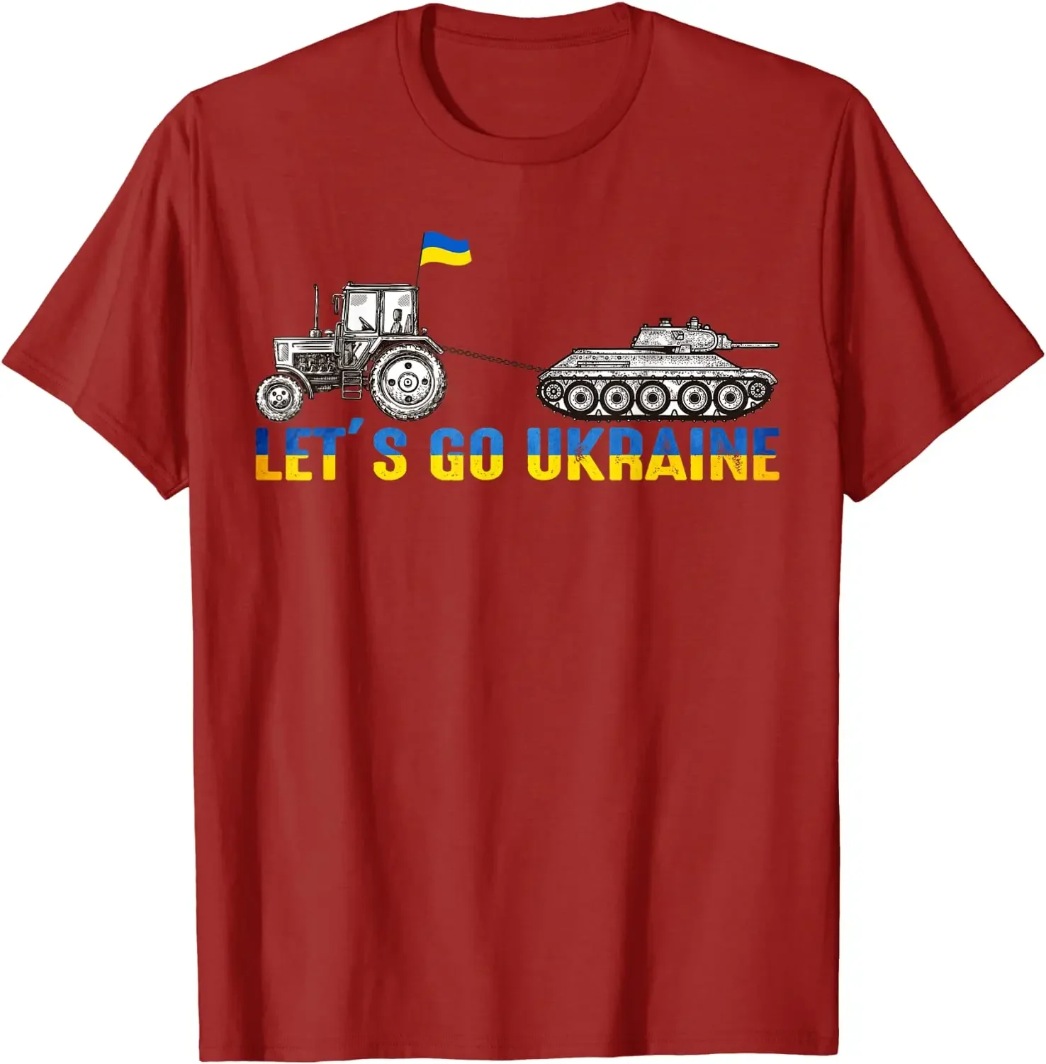 Slava Ukraine Ukrainian Farmer Tractor Tank Let Go Ukraine T-Shirt Summer Short Sleeve 100% Cotton Casual TShirts