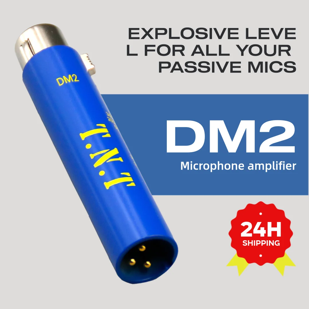 Professional DM2 dynamic microphone amplifier,Active In-Line Mic Preamp gain volume 30dB