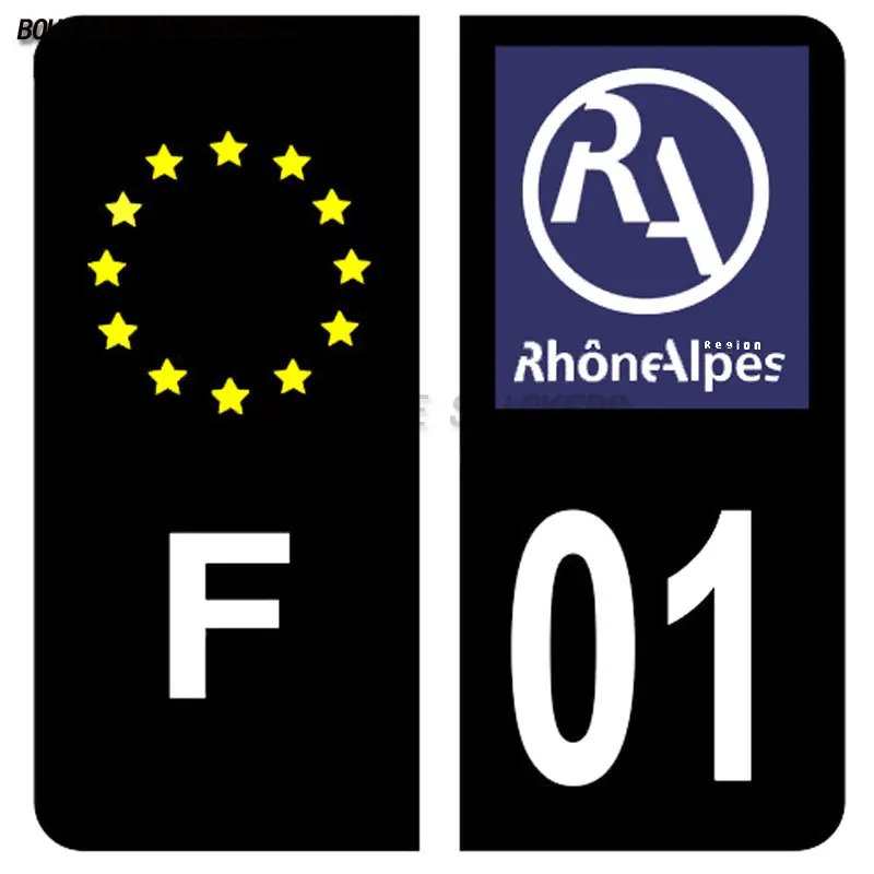 License plate number 38 Is è Re 01 Ain 74 Haute Savoie07, 69, 26 black C& F European car license plate decoration PVC decal