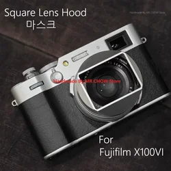 For Fujifilm X100VI  Aluminum Square Lens Hood with 49mm Adapter Ring  With Lens Cap and Free Hoya UV